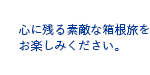 心に残る素敵な箱根旅をお楽しみください。