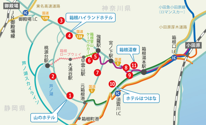 箱根のおすすめ紅葉スポットMAP