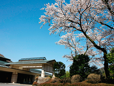 ホテルはつはな桜の時期の外観